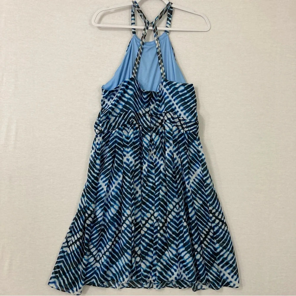 New Calvin Klein Blue Chevron Pleated Detail Evening Dress size 14 - Picture 11 of 12